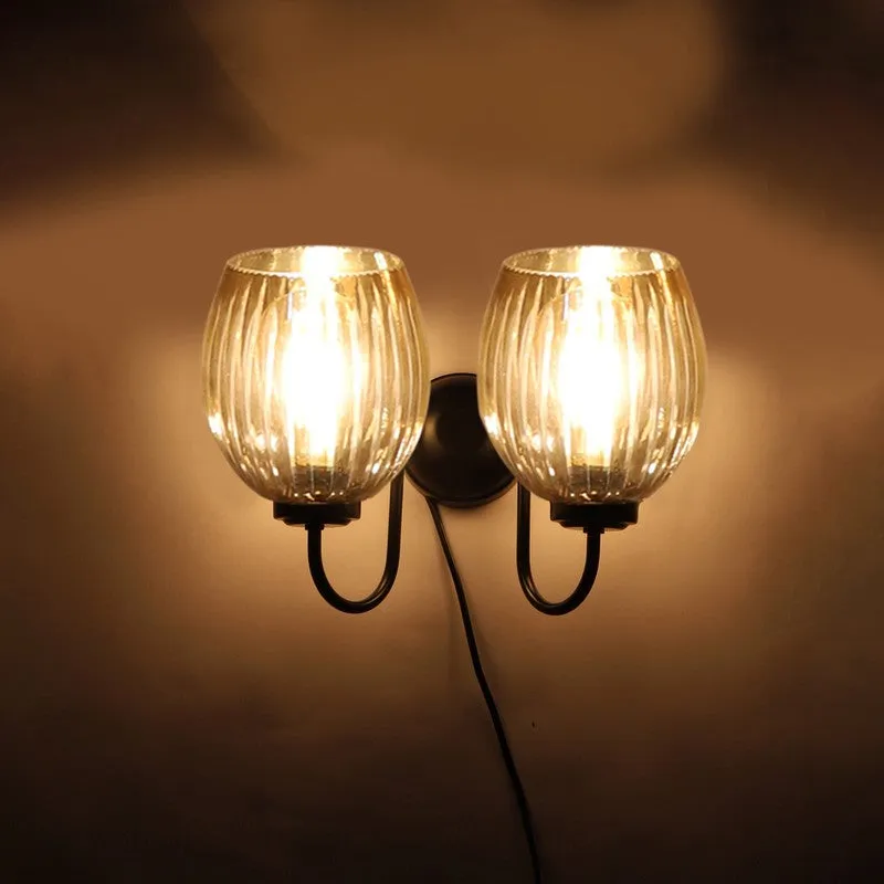 Warm Amber Dual Shade Glass Wall Lamp media 8