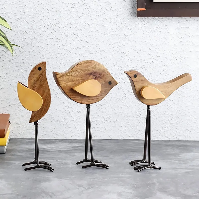 Avian Family Sheesham Wood Showpiece - Set Of Three media 1