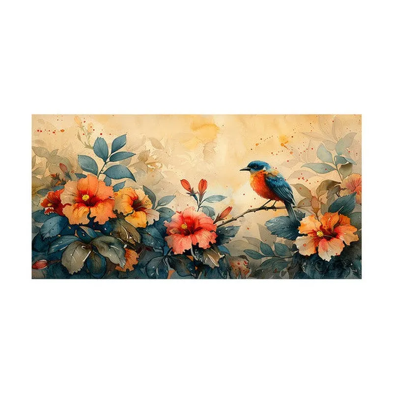 Chirping Bird And Floral Art Wall Painting media 4