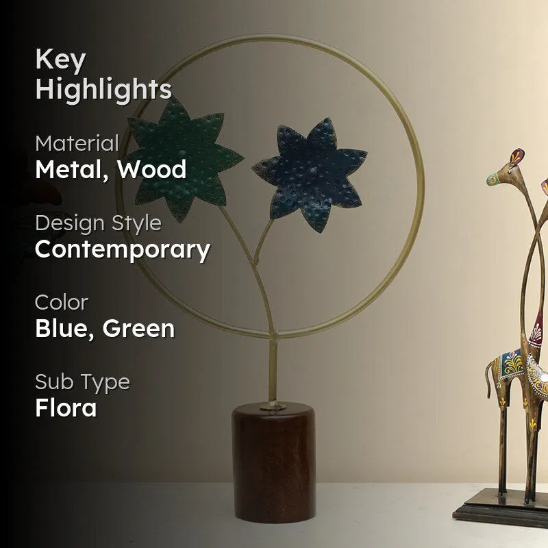 Flora Form Metal & Wood Showpiece media 2