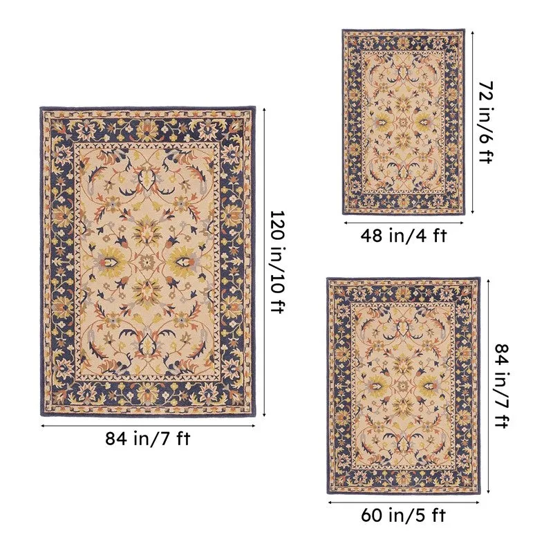 Sekhmet Hand Tufted Ethnic Wool & Nylon Carpet - Navy Blue media 15