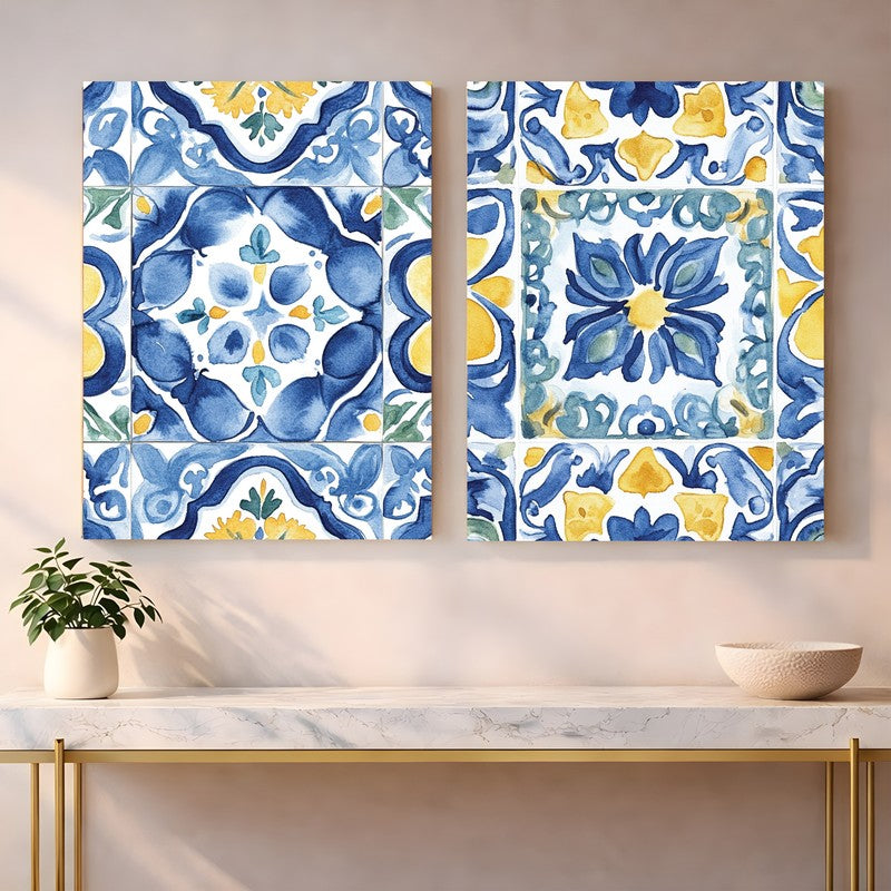 Modern Geometry Canvas Wall Art - Set of Two