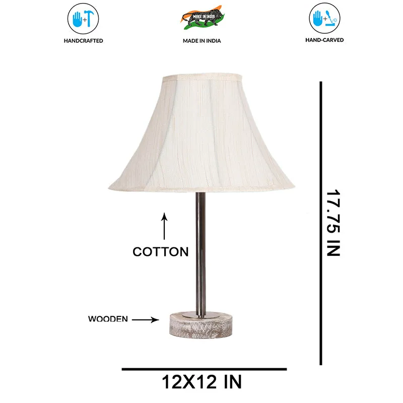 Ceylon Arc Rodin Wooden Table Lamp - OffWhite,Silver,White media 7