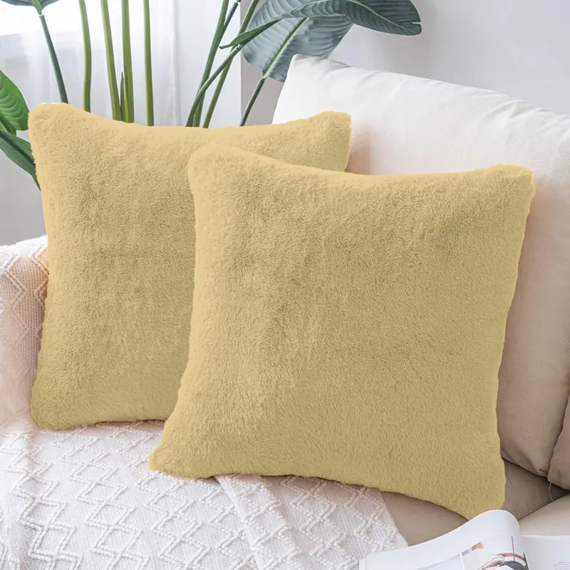Fur Dual Cushion Cover Set (Gold) - Set Of Two media 1