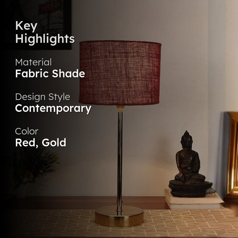 Red Wrap Fabric Table Lamp - Red,Gold media 2