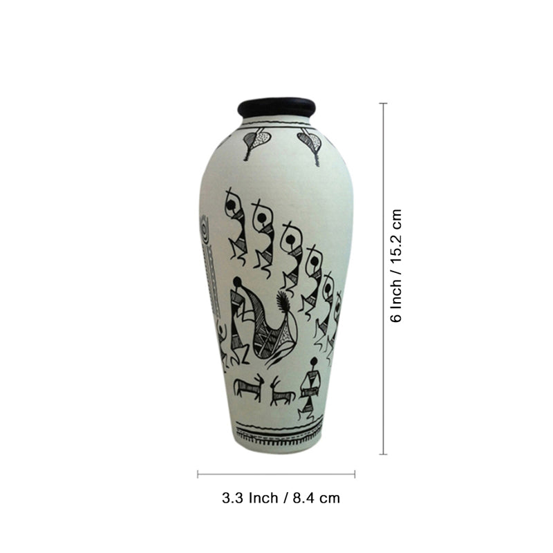 Saras Warli Handpainted Terracotta Vase media 6