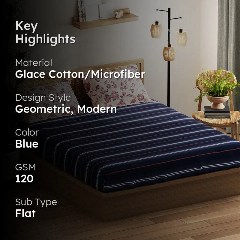 Faraday Floral Microfiber Bedsheet (Dark Blue) - 120 GSM media 2