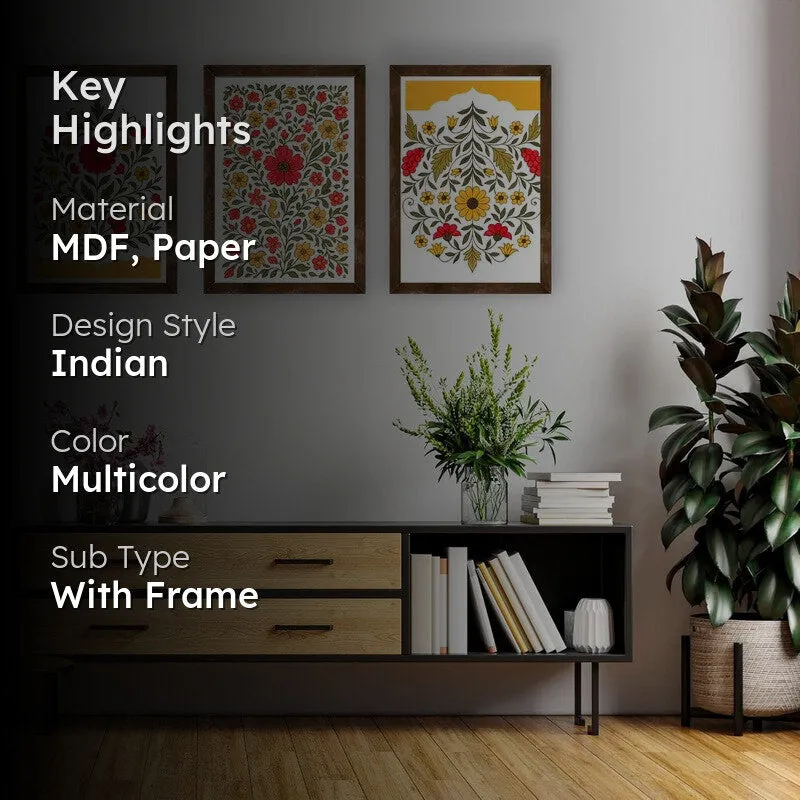 Indigo Garden Paper Wall Painting With Frame - Brown media 2