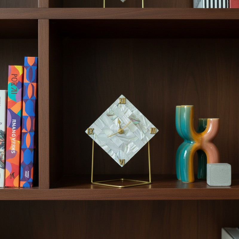 Lima Handcrafted Mother Of Pearl Table Clock media 3