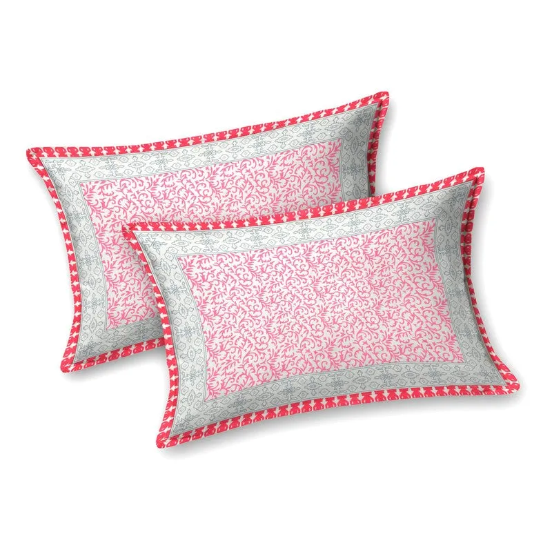 Blossomon Cotton Bedsheet (Pink,Grey) - 240 TC media 4