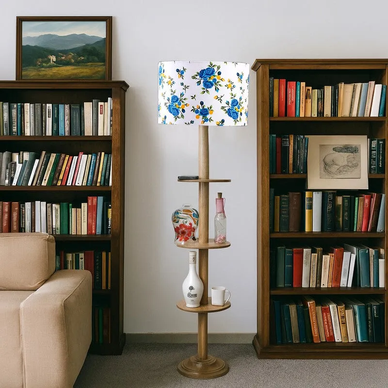 LumiCrate Tower Wooden Floor Lamp - White & Blue media 4