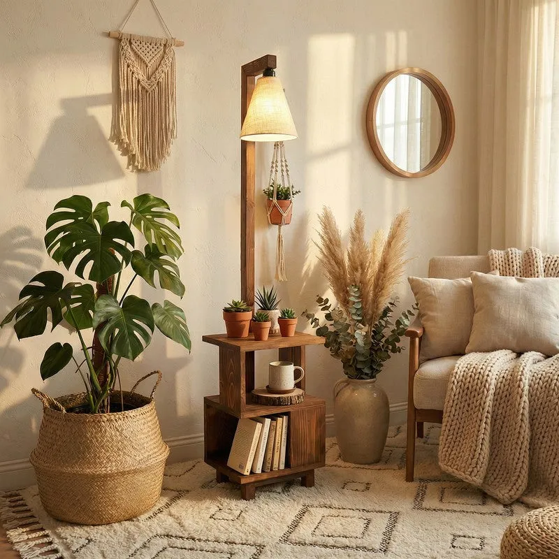 SubtleGlow Wooden Floor Lamp - Brown media 3
