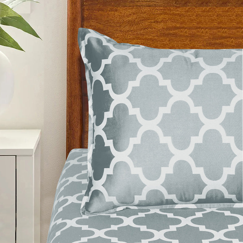 Saral Home Tangier Cotton Bedsheet (Grey) - 300 TC media 3