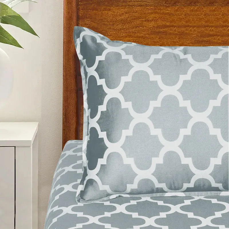 Saral Home Tangier Cotton Bedsheet (Grey) - 300 TC media 3