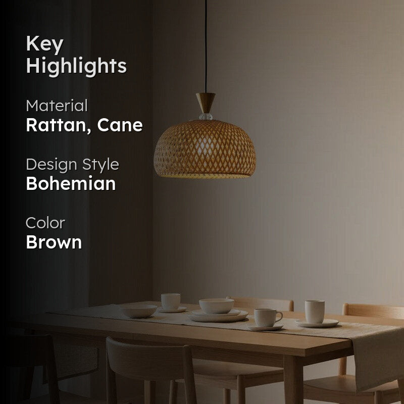 Amber Basket Rattan Cane Ceiling Lamp media 2