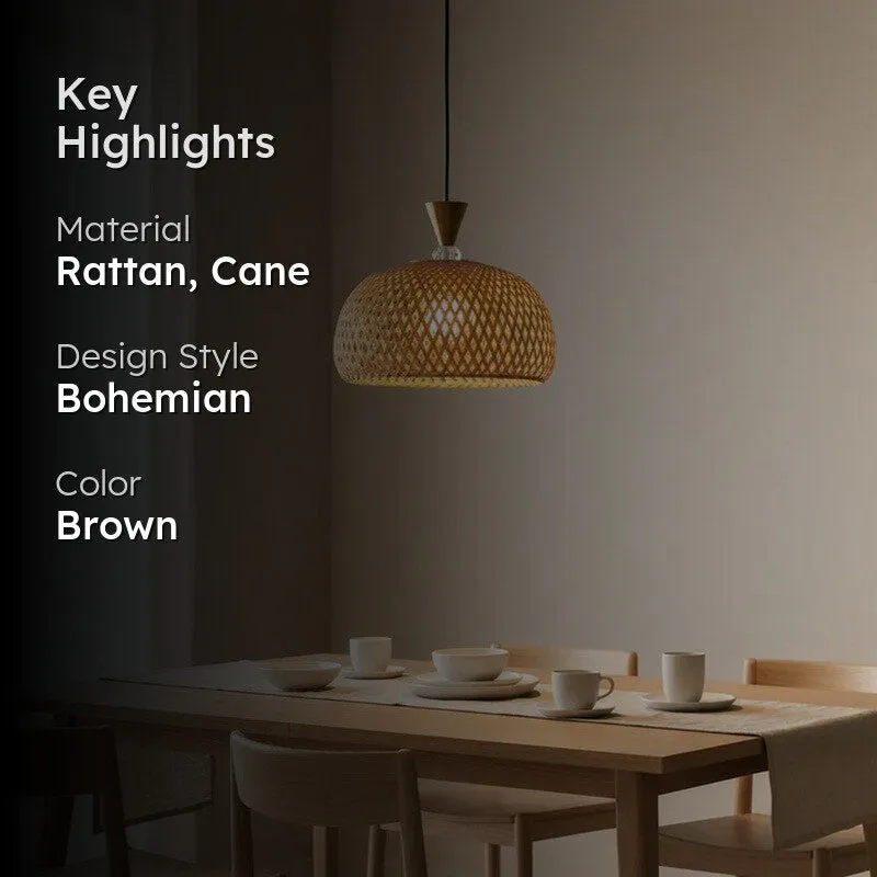 Amber Basket Rattan Cane Ceiling Lamp media 2