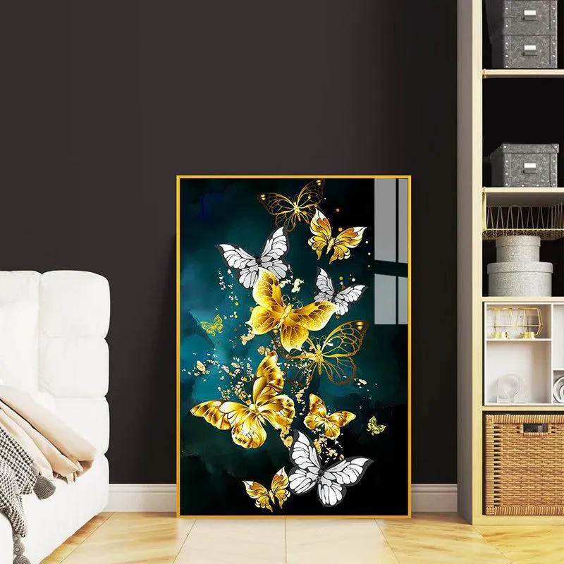 Aureate Flutter Modern Canvas Wall Art With Frame - Gold media 3