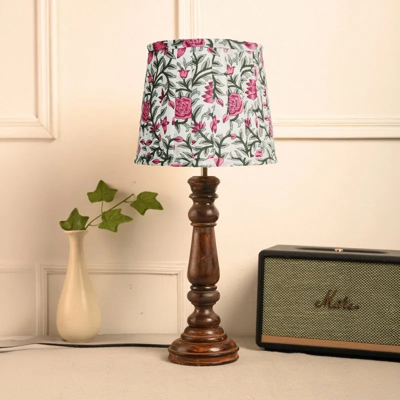 Royal Chintz Wooden Base Cotton Table Lamp - Multicolor media 3