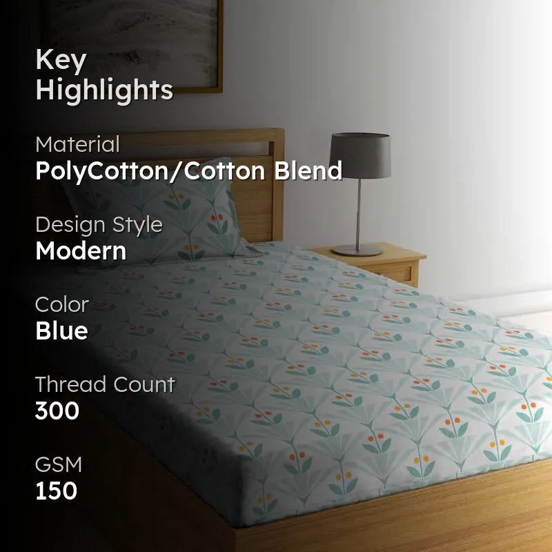 Recorra Printed Cotton Blend Bedsheet - 150 GSM media 2