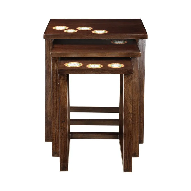 Marigold Teak Wood Nesting Stools - Set of Three media 7