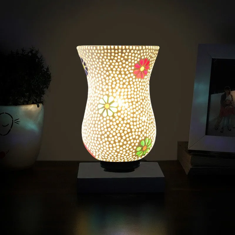 Luxyn Mosaic Glass Table Lamp With Wooden Base - Multicolor media 3