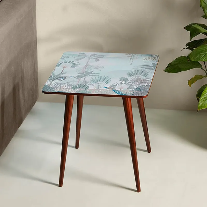 India Circus Wood Blooming Square Side Table media 1