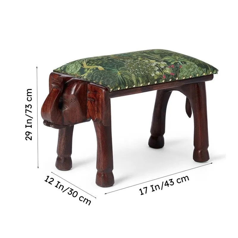 India Circus Acacia Wood Grace Elephant Pouffe media 9