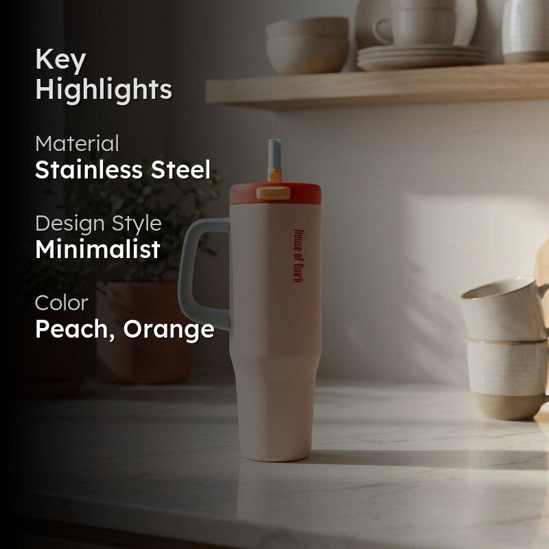 AuraGrip Stainless Steel Tumbler (1200 ML) - Peach media 2