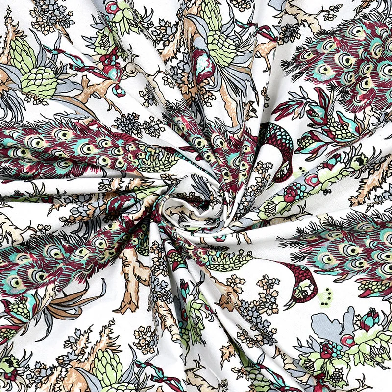 Vibrant Mor Floral Cotton Bedsheet (Green & White) - 160 TC media 5