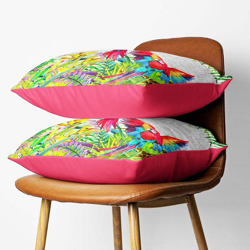 Vibrant Macaw Printed Cushion Cover Set - Set Of Two media 3