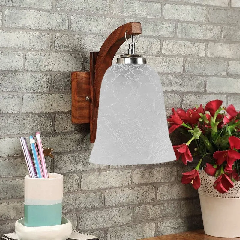 Crystal Bloom Rustic Wooden Glass Wall Lamp media 4