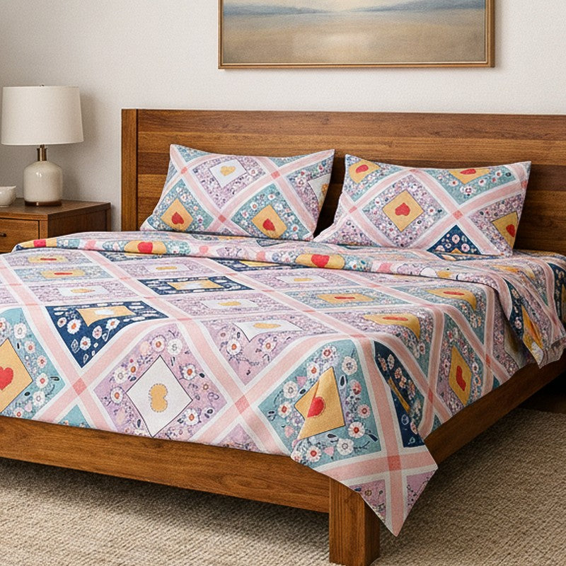 Love Grid Microfiber Bedsheet - 125 GSM media 3