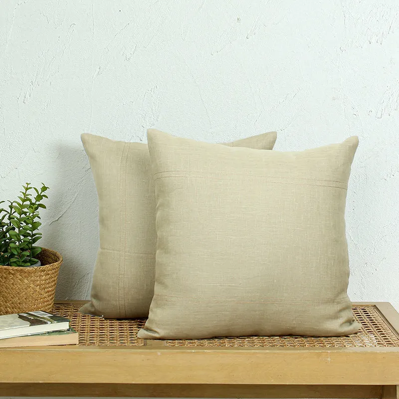 Scandi Soft Solid Cotton Cushion Cover (Beige) - Set Of Two media 2