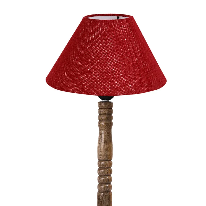 Loft Gleam Table Lamp With Carved Wooden Base - Maroon,Brown media 5