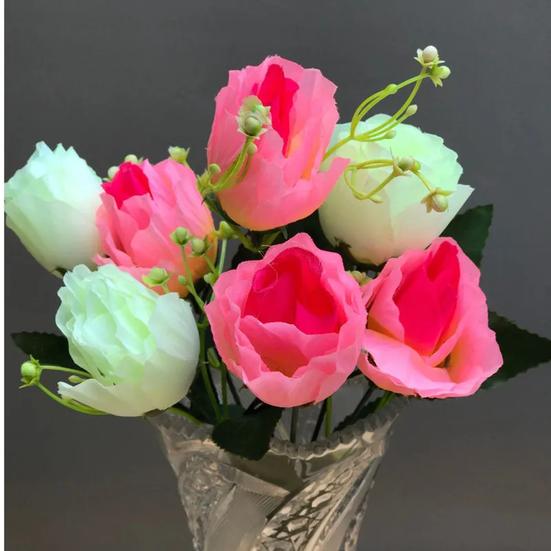 Fiora Artificial Rose (Light Pink & White) Set of Two media 5