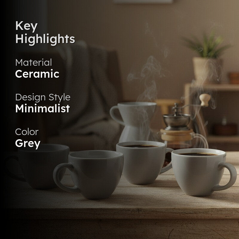 Cozy Ceramic Tea Cup (80 mL Each) - Set Of Four media 2