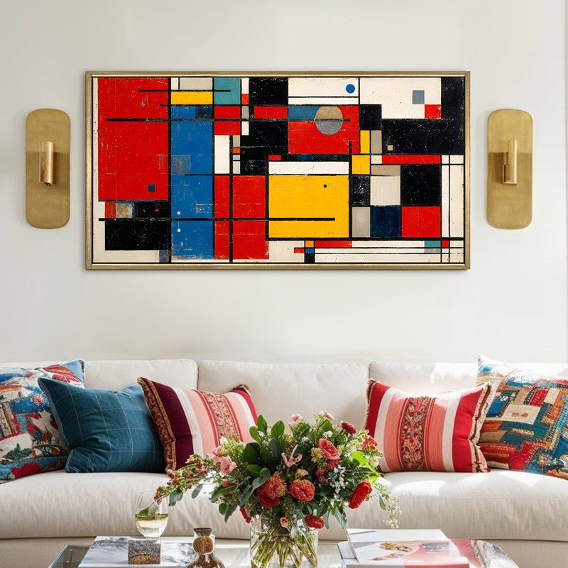 Chromatic Balance Canvas Wall Painting With Frame