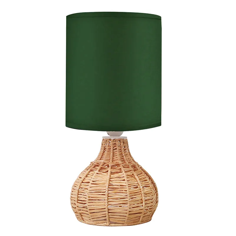 Palladian Edge Raffia Fabric Table Lamp - Green,Brown media 3