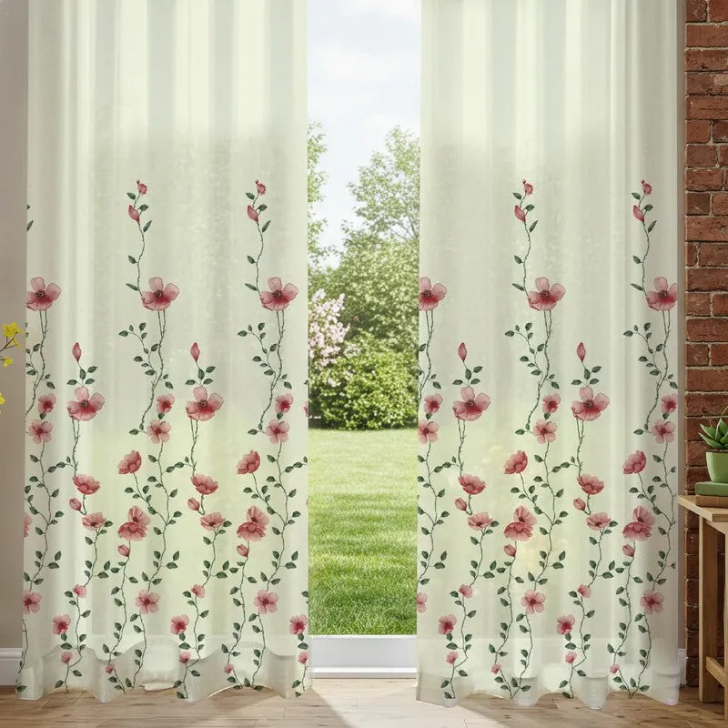 Urban Space Vine Floral Multicolor Polyester Curtains - Set Of Two media 4