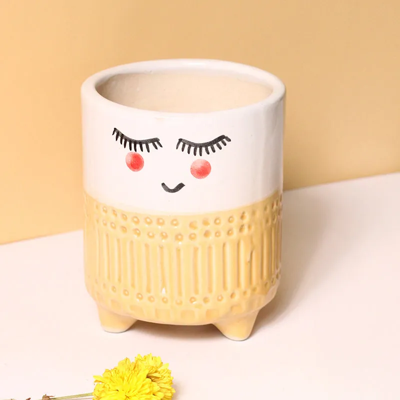 Plant Pal Ceramic Planter - Yellow media 1