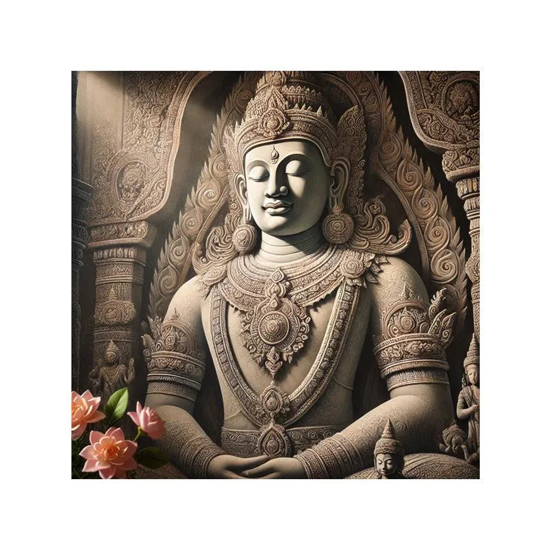 Tranquil Gautama Buddha Wall Painting media 5
