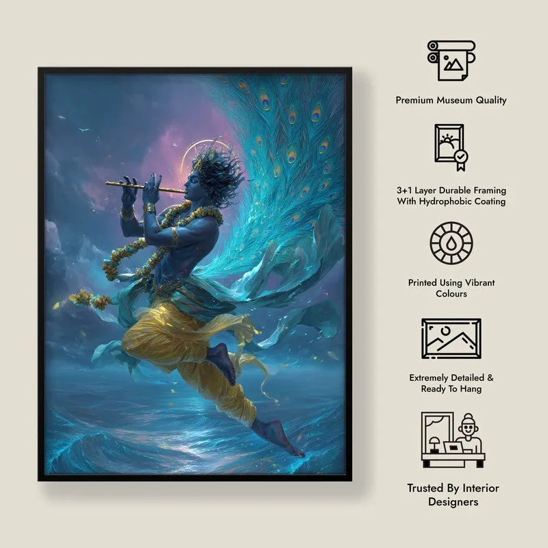 Lord Krishna in Celestial Radiance Archival Paper Wall Art media 8