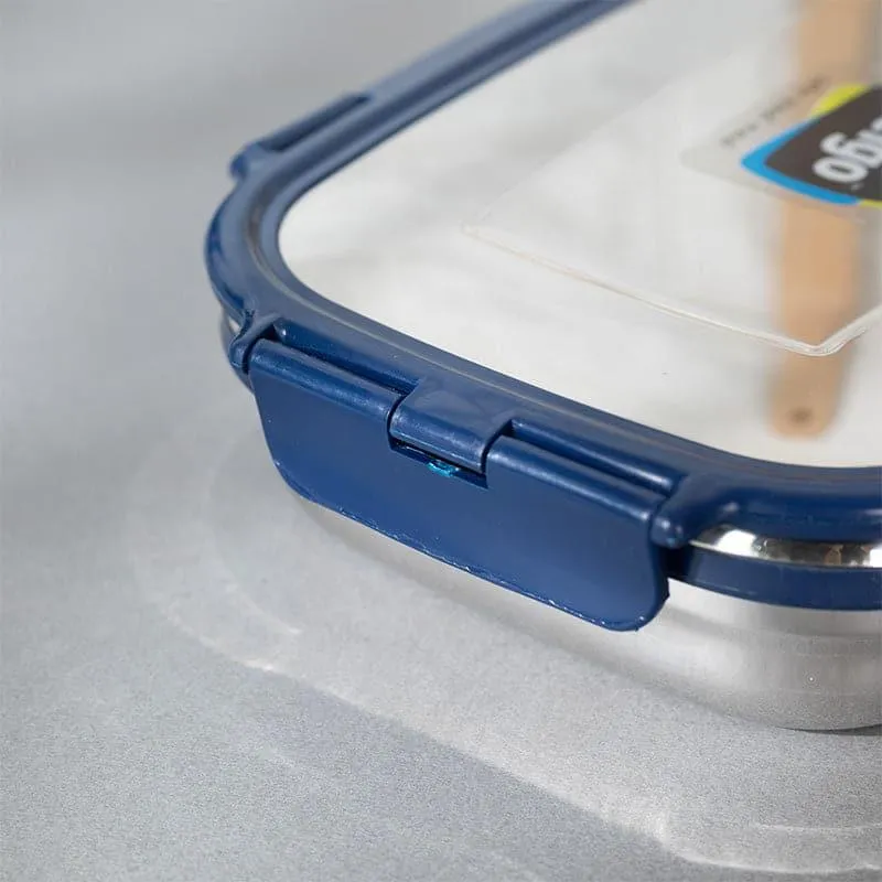 Meal Master Navy Blue Steel Lunch Box (775/150 mL) - Two Piece Set media 8