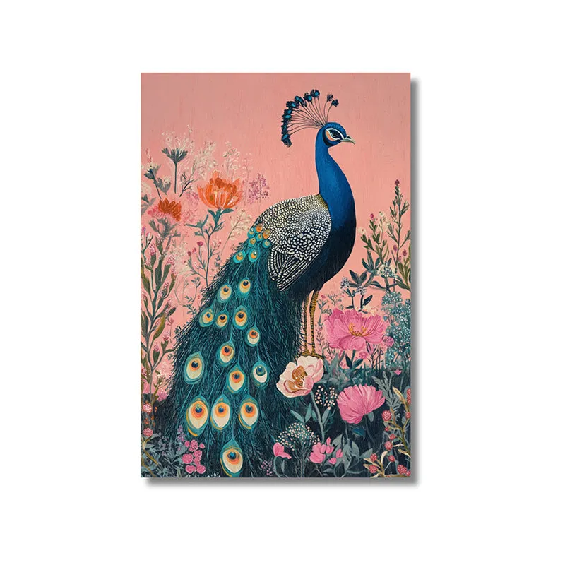 Pink & Peacock Wall Painting media 3