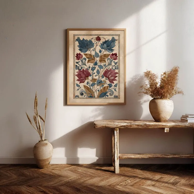 Vintage Lotus Canvas Wall Painting With Brown Frame media 6