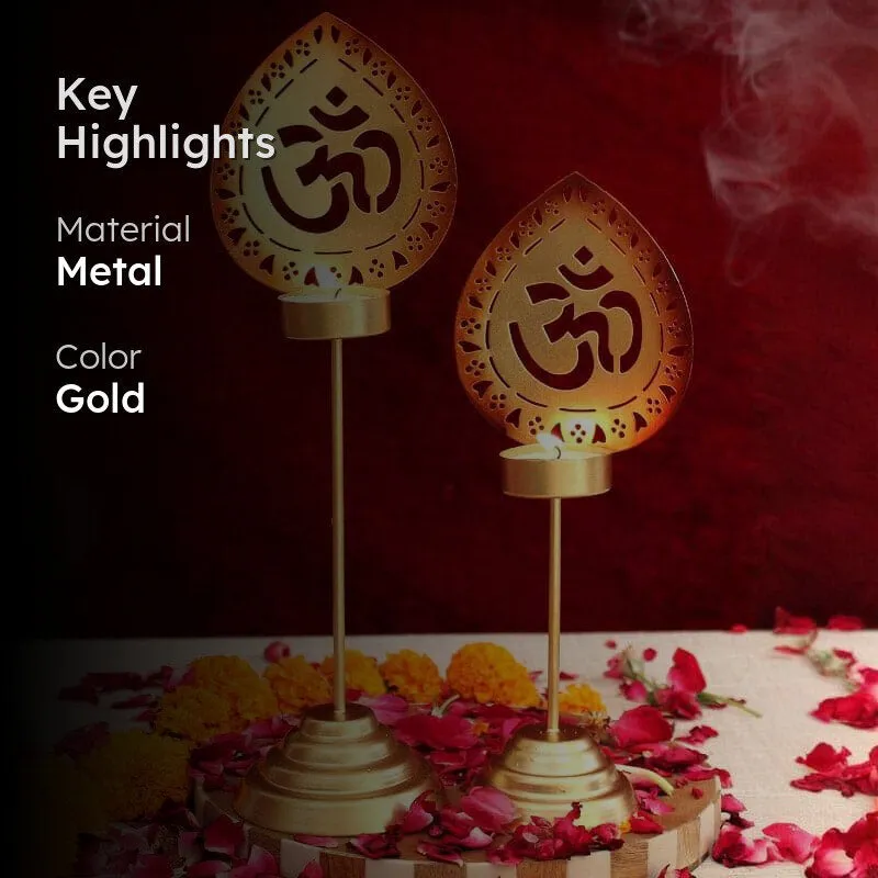 Om Mudra Tealight Candle Holder - Set Of Two media 2