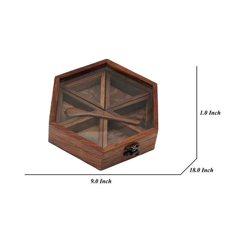 Pantry Sheesham Wood Hexagon Masala Box - Eight Piece Set media 8