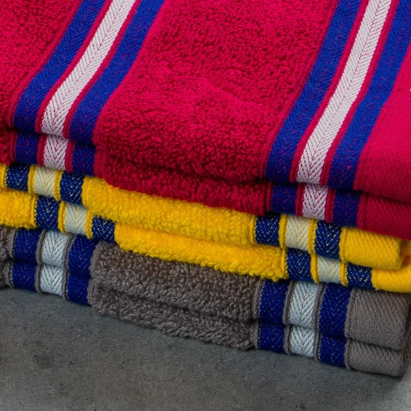 Nautica Dove Dual Down Cotton Hand Towel (Yellow,Red & Grey) - Set Of Six media 5