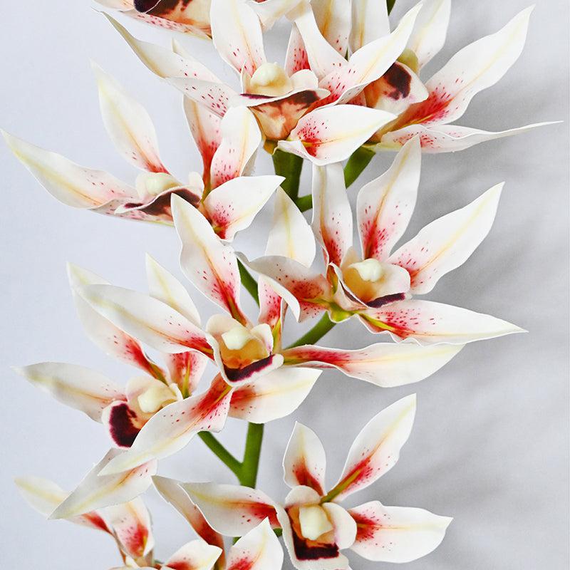 Artificial Orchid Polyester Flower Stick - White & Pink media 3