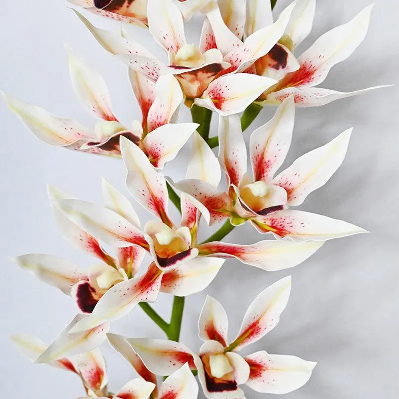 Artificial Orchid Polyester Flower Stick - White & Pink - 3